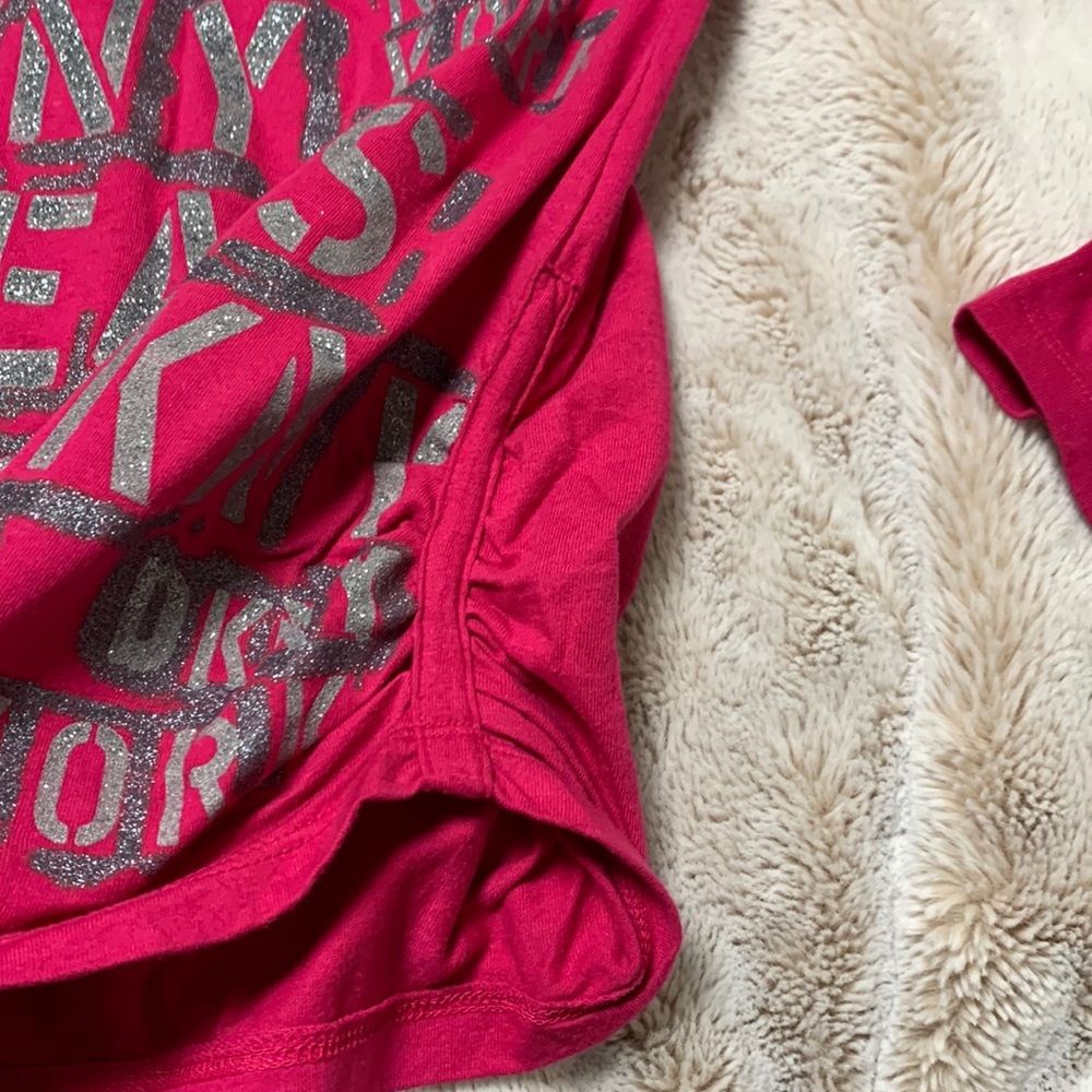 DKNY magenta glitter long sleeve top - Picture 3 of 8